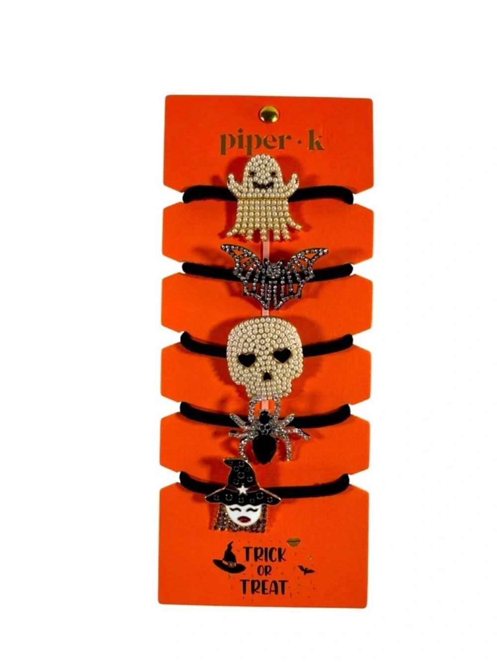 Piper Halloween Hair Ties - Black and Gold 5 each- Women Accessories